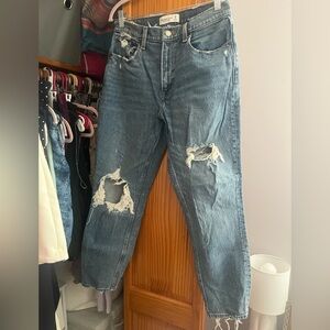 Abercrombie Distressed High-Rise Mom Jeans